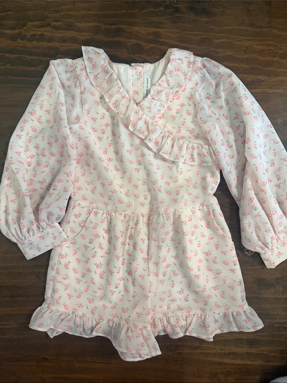 Janie and Jack Pink Floral Ruffle One-Piece